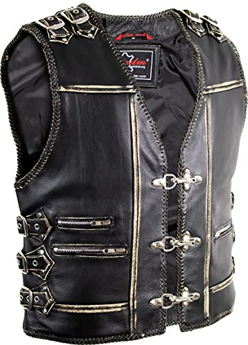 MDM Vintage Schnallen Biker Lederweste Kutte