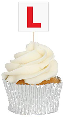 L Plate Cupcake Toppers - 12pk - Decoration Picks