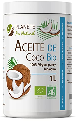 Aceite de Coco Virgen Orgánico 1 L - PRENSADO EN FRIO - Ideal para Cocinar - Ingredientes Naturales - Virgen Extra - Hidrata Piel y Cabello - Apto para Veganos