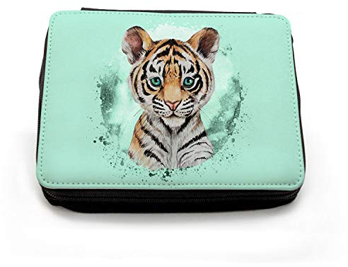 ilka parey wandtattoo-welt Gefüllte Federtasche Tiger Schulstart Federmappe bedrucktes Federmäppchen individuelles Federmäppchen & Namen Wunschnamen fm200