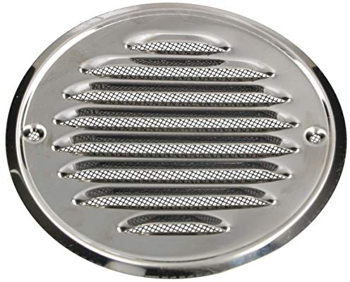 KOTARBAU® Rejilla de ventilación 130 mm redonda de acero inoxidable Rejilla de extracción de aire con láminas Rejilla de escape circular mosquitera atornillable