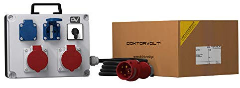 Doktorvolt Stromverteiler Starkstrom Verteiler Mobilverteiler Baustromverteiler Wandverteiler Verteilerkasten Mennekes 2x 230V 16A 400V CEE Steckdosen Kombination Nockenshalter Kabel IP44 Fred