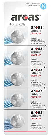 Arcas Lithium Knopfzellen CR2016-5 Stück