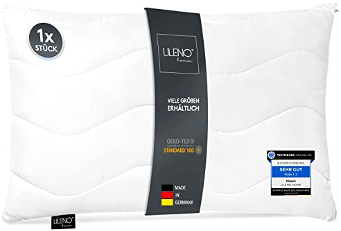 Lileno Home Oreiller, 50 x 30 cm, coussins matelassés pour lit et comme coussin décoratif, avec fermeture éclair pour rembourrage, lavable à 60 °C, pour canapé, blanc, 1 pièce