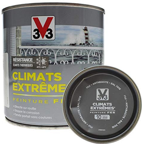 Peinture fer mat climats extrêmes 0,5L (gris anthracite) - Ton : Gris anthracite