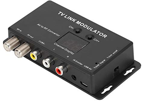 Bewinner1 UHF Modulator, TV LINK Modulator, AV to RF Converter, IR Extender with Channel Display, Adjustable Audio/Video Output Level for AV Sourse