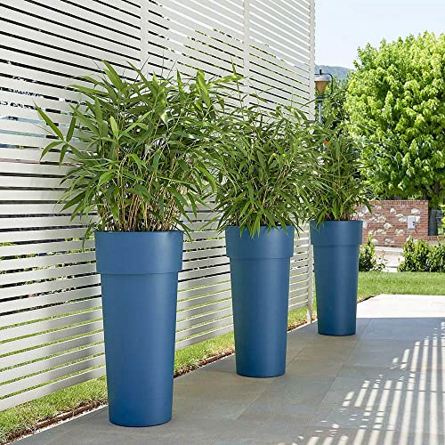 Euro3plast Pflanzkübel Duo, Kunststoff Petrol blau, Ø38xH80cm, mit Pflanzeinsatz Blumentopf