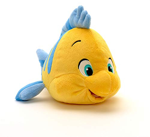 Disney Store Offizielles Flunder-Kuscheltier für Kinder, Arielle, die Meerjungfrau, Fischkuscheltier aus Fleece mit Stickereien, geeignet ab 12 Monaten