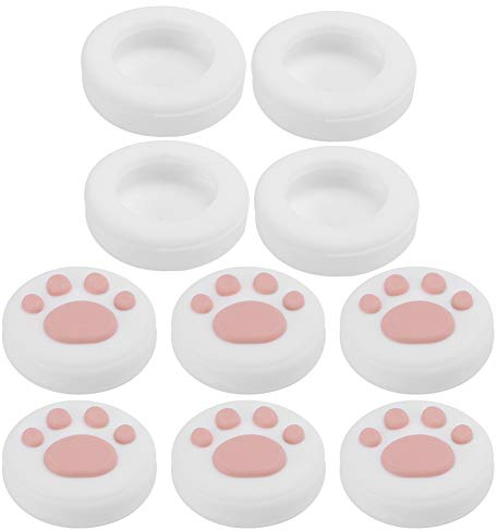 6PCS Tapas de Agarre para el Pulgar Joystick de Silicona R Ocker Cap Funda de Silicona Cat Paw para Switch/Switch Lite (Blanco-Rosa)