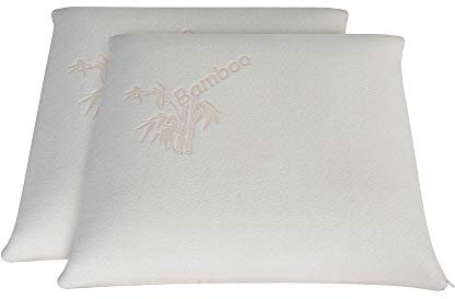 Olympe Literie - Oreiller Ergonomique 60x60 cm Mousse à Mémoire de Forme - Lot de 2 | Housse Viscose de Bambou Anti-Acariens | Soutien Cervical