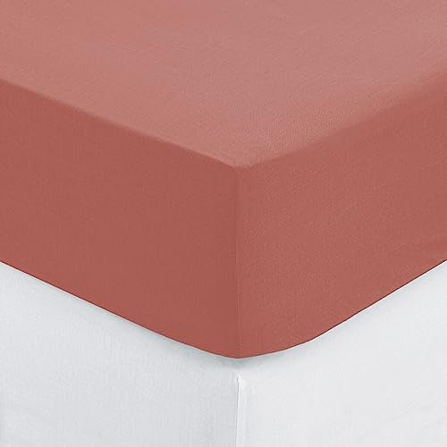 Atmosphera - Drap-Housse en Coton - Rose Blush - Bonnet H30cm - 90x190 cm