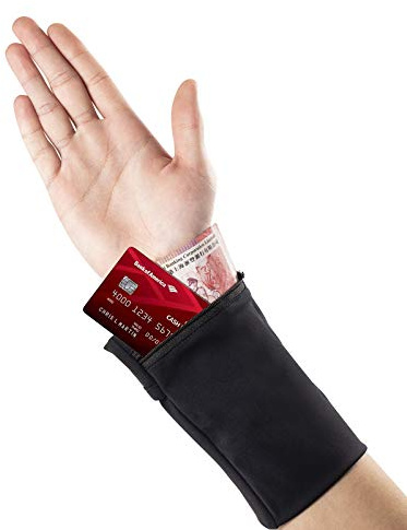 Easyports Handgelenk-Geldbörse, 2 Taschen, Handy-Halter, Knöchel-Geldbörse, Schweißbänder, Armband, versteckte Tasche, Handgelenk-Geldbörse für Reisen, Outdoor-Sport, Laufen