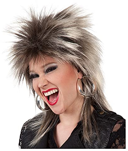 PAPSTAR NEU Perücke Damen 80er Punk meliert Kimberly, braun-blond - mit Haarnetz