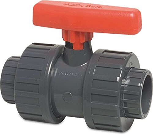 STEMAX-Wassertechnik: PVC-Klebefittings, Kugelhahn mit zwei Verschraubungen und gesicherter Kugel, Typ Safe 600, klebemuffe x klebemuffe, Größe: 63mm x 63mm