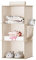 YOUDENOVA Hängeregal Stabiler Kleiderschrank Organizer Hängeaufbewahrung Schrankorganizer Hängeorganizer mit Bambus-Stöcke und MDF-Platten Verstärkt 3 Fächer Beige