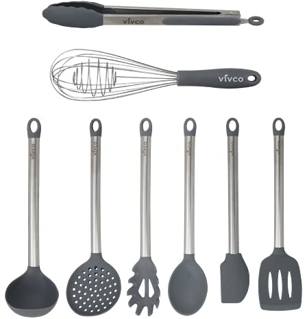 Vivco Kitchen 8 Piece Kitchen Utencil Set - Grey