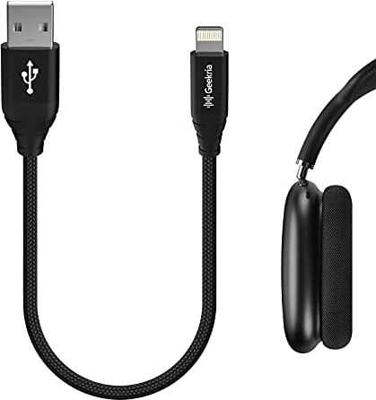 GEEKRIA Apollo Ladekabel für Apple AirPods Max, AirPods Pro, AirPods 2, AirPods, Beats Solo Pro, Powerbeats, BeatsX, USB-A auf Lightning-Ladekabel, Apple MFi zertifiziert, Schwarz 1FT