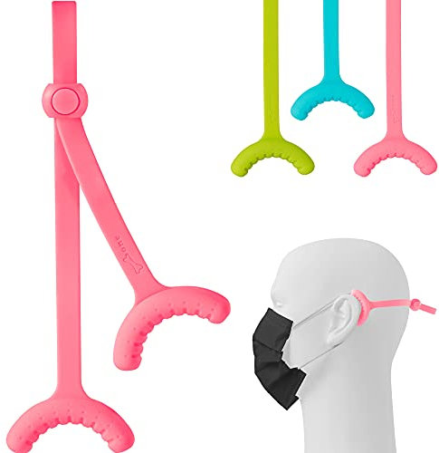 【Bone】3er Pack Maskenhalter Ohrhaken, Anti-Rutsch Maskenhalterung Hinterkopf, Verstellbares Silikon Maskenband, Entlastung Ohrenschoner Maskenverlängerung für Kinder Erwachsene - Helle