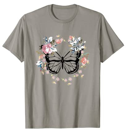 Schmetterling Blumen Blumenkranz Boho T-Shirt