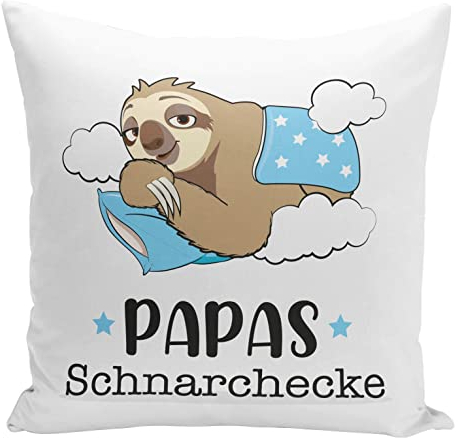 Tassenbrennerei Original Faultier Kissen Papas Schnarchecke - inklusive Füllung - Qualität aus Deutschland & Waschbar - Geschenk Vater lustig (Papa)