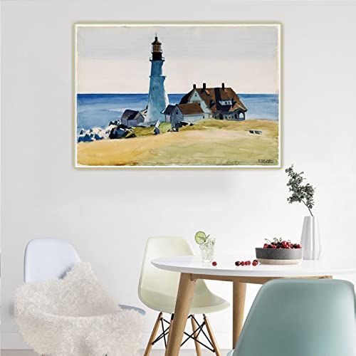 Edward Hopper Portland Head Light, 1927 Leinwand Ölgemälde Western Art Poster Print Wand Ästhetik Wohnkultur 40x55cm Rahmenlos