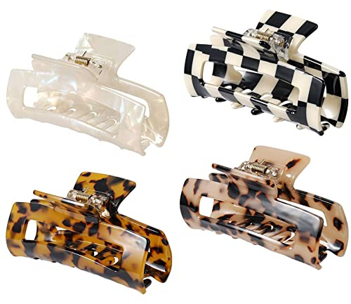 4Pcs Hair Claw Clips, Acetate Hair Banana Barrettes, French Butterfly Jaw