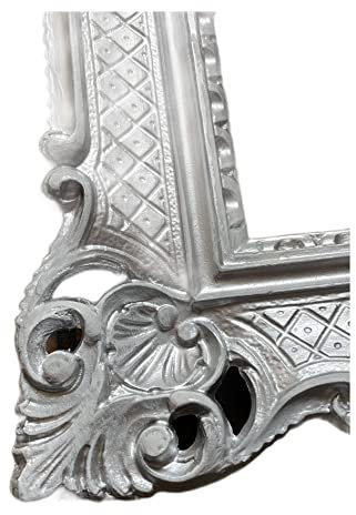 Bilderrahmen Silber-Weiß 90x70 cm Mit Glasscheibe Hochzeitsrahmen Selfie Fotorahmen Foto Requisiten Rahmen Antik Barock Rokoko Repro Shabby Chic RENAISSANCE JUGENDSTIL RETRO DESIGN PRUNKVOLL 58TR