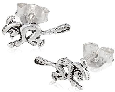 NKlaus Paar Hexe Ohrstecker 925 Silber 12x6mm Ohrschmuck Gothic Ohrringe Amulett 12372