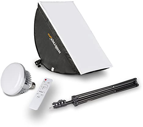 Walimex pro Softbox & Lampenstativ Kit I 40x60cm, 45W Bi Color LED I leistungsstarkes Dauerlicht inkl. Diffusor & Fernbedienung I Farbtemperatur 3.000 – 6.000 K I Für Profi-Fotos & Videos I CRI 95+
