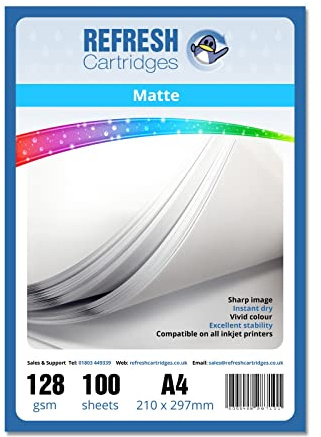 Refresh Cartridges Matte Coated A4 Professional Inkjet Photo Paper 128gsm - 100 Sheets