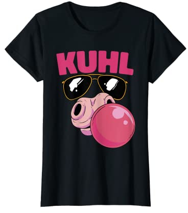Damen Witzige Kuh Mit Sonnenbrille Landwirt Bauernhof Kühe Kuhl T-Shirt
