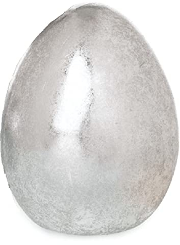 ETC dekoratives frühlingshaftes Deko-Ei Oster-Ei Keramik silber matt-glänzend in verschiedenen Größen (1 x mittel)