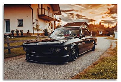 JUNNA Klassisches Sportauto-Poster für BMW E9 3.0CS Supercar Racing Car Dekorative Malerei Leinwand Wand und Kunst Bild Familie Schlafzimmer Dekor 30 x 45 cm