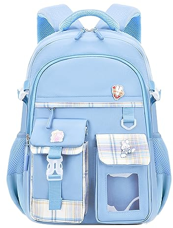 KEBEIXUAN Schultasche Mädchen Rucksack Kinderschultasche | Cute Schulrucksack für Mädchen 1. - 5. Klasse | Atmungsaktiv Wasserabweisender, Blau