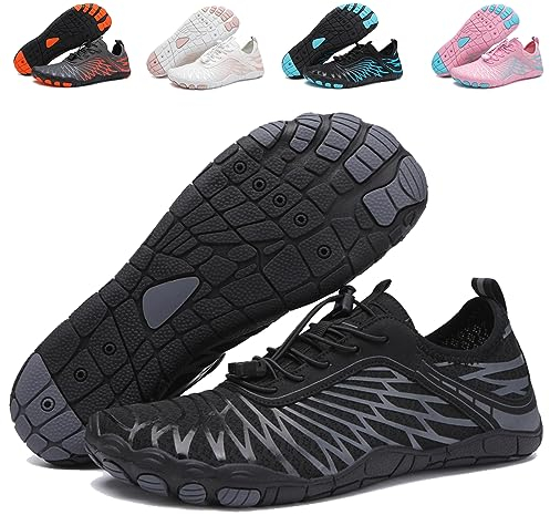 FOGOIN Walkingschuhe Damen Herren, Sommer Schnell Trocknend Barfussschuhe Damen Sommer, Atmungsaktiv rutschfeste, Leichte Breite Zehenschuhe