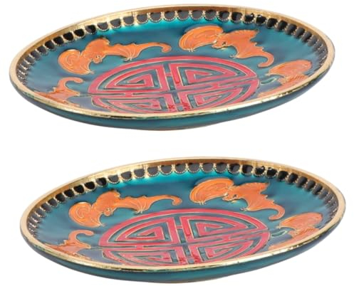 ABOOFAN 2 Piezas Posavasos portavelas Porta Cubiertos manteles Individuales Circulares Office Desk Posavasos de Esmalte Taza de Mantel estaño portavasos platillo Estera del Cuenco
