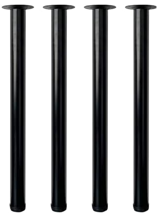 Jahof Pieds de Table Réglables 70 cm, Lot de 4 Pieds de Meubles Métal Noir Ø50mm, Support en Acier pour Table à Manger, Bureau