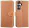 LENSUN Echtleder Hülle für Samsung Galaxy A35 5G, Handyhülle [Echtes Leder][Magnetverschluss][RFID] Handytasche Lederhülle Flip Cover für Samsung Galaxy A35 - Vintage Braun