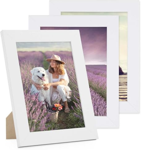 PHOTOLINI Bilderrahmen 15x20 weiß Holz MDF, 3er Set breite Bilderrahmen 20x15 weiß, Picture Frame mit Acrylglas, Bilder Rahmen 15 x 20 cm zum Aufhängen & Aufstellen, Rahmen 15x20 mit Zubehör