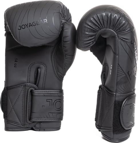 JOYA Kickbox Handschuhe Essentials - Schwarz 16 oz - Hergestellt aus hochwertigem Kunstleder - Kampfsport Sparring Handschuhe - Muay Thai Kickboxen - Boxhandschuhe - Punchinghandschuhe Joya Fight Gear