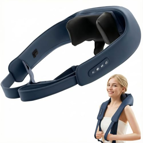Healthrelife Appareil de massage Shiatsu pour la nuque, les épaules, le dos, les épaules, les jambes, les pieds - Avec fonction chauffante - Bleu