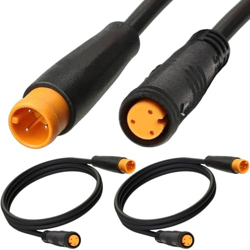 Xiatiaosann Ebike 3Pin Verlängerungskabel, Wasserdichtes Buchse zu Stecker Elektrisches Fahrradkabel für Ebike Licht, Gangsensor und Bremse im Ebike Umbausatz (2er Pack)