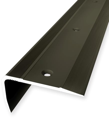 Treppenkantenprofil 29 x 53 x 2500 mm Winkelprofil Aluminium Geriffelt Versenkt Gebohrt Bronze Einfasshöhe 0-27 mm Küberit