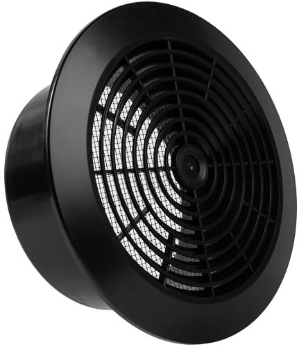 Vent Systems 150 mm / 5.90'' Inch - Black - Plastic - Dismantable Ceiling Grille - Round Air Vent Louver - Grill Cover - Nylon Screen - HVAC Vents for Bathroom, Home Office, Kitchen