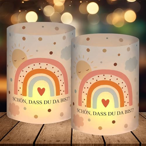 12 Windlicht Tischdeko Geburtstag Mädchen, Regenbogen Deko Geburtstagsdeko Kinder Mädchen, Boho Deko Kindergeburtstag Kommunion Taufe Firmung Jugendweihe Babyparty Party, für Teelichter oder Kerzen