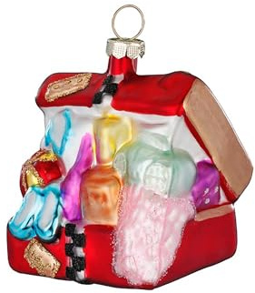Christbaumschmuck Glas 6cm - Reisekoffer Figur zum Aufhängen - handbemalt - Weihnachtsbaum Anhänger für Weihnachten - Christbaumanhänger & Weihnachtsbaumschmuck - Koffer Rot
