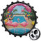 Décapsuleur magnétique multifonction avec imprimé flamant rose et piscine