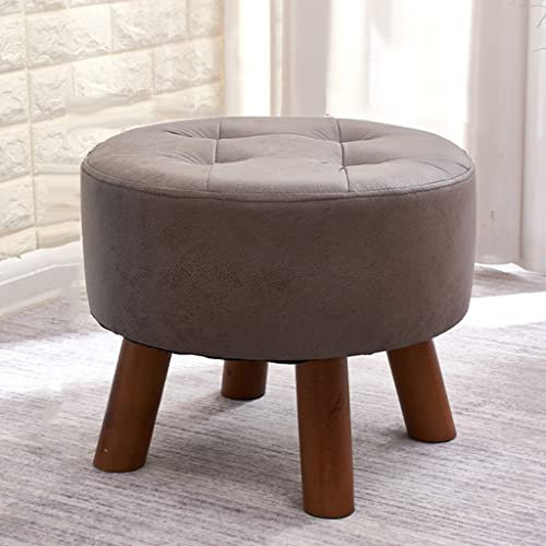 CVNIMV Kleiner Ottoman mit stabilen Holzbeinen, gepolsterter Fußhocker für Hochbetten, Sitz, Stuhl, Couch, Sofa, Terrasse, Schlafzimmer, Wohnzimmer, Büro, rund