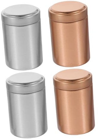 Ciieeo 4 Pièces Pot De Thé Rond En Fer Conteneurs De Stockage De Thé Boîtes De Feuilles De Thé Pot À Condiments Stockage De Thé En Vrac Boîte De Thé En Vrac Boîte De Grains De Café