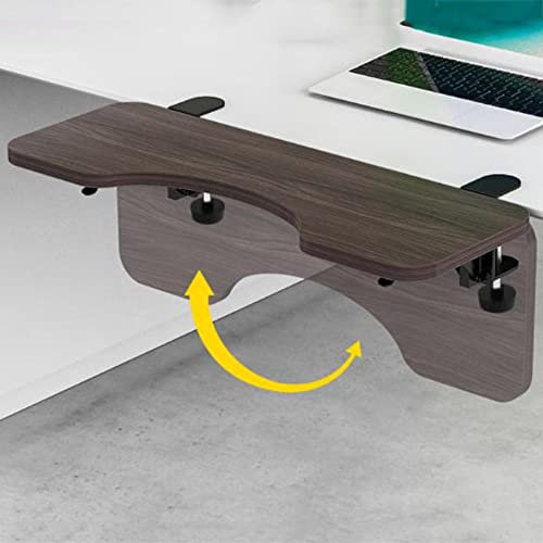 IUBGFTO Office Desk Extender Ergonomic, Foldable Keyboard Stand, Keyboard Platform with Clamp, Collapsible Keyboard Tray (Walnut 75cm)